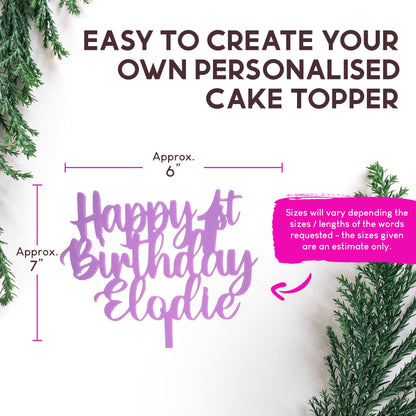 Acrylic Custom Cake Topper | Personalised Cake Toppers | Happy Birthday | Wedding Decoration Table Centre Piece Party Decoration | Strong 3mm Acrylic | Custom Cake Acrylic Topper by Display and Wonder