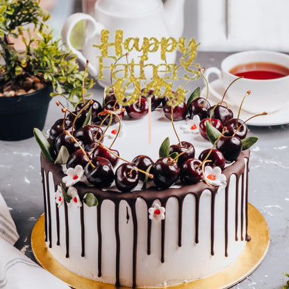 Happy Fathers Day Cake Topper Glitter Cardstock Toppers - (Happy Fathers Day GOLD 4)