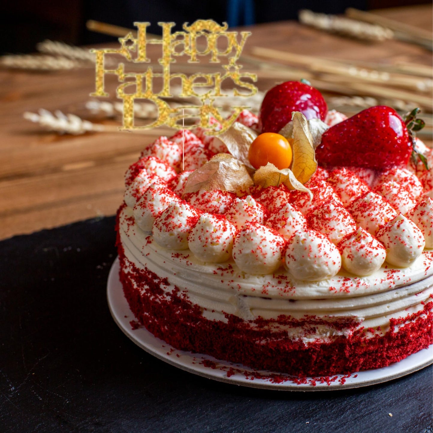 Happy Fathers Day Cake Topper Glitter Cardstock Toppers -