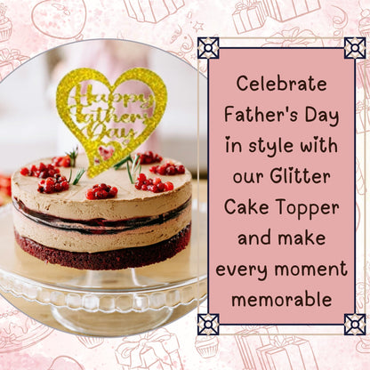 Happy Fathers Day Cake Topper Glitter Cardstock Toppers - (Happy Fathers Day GOLD 2)