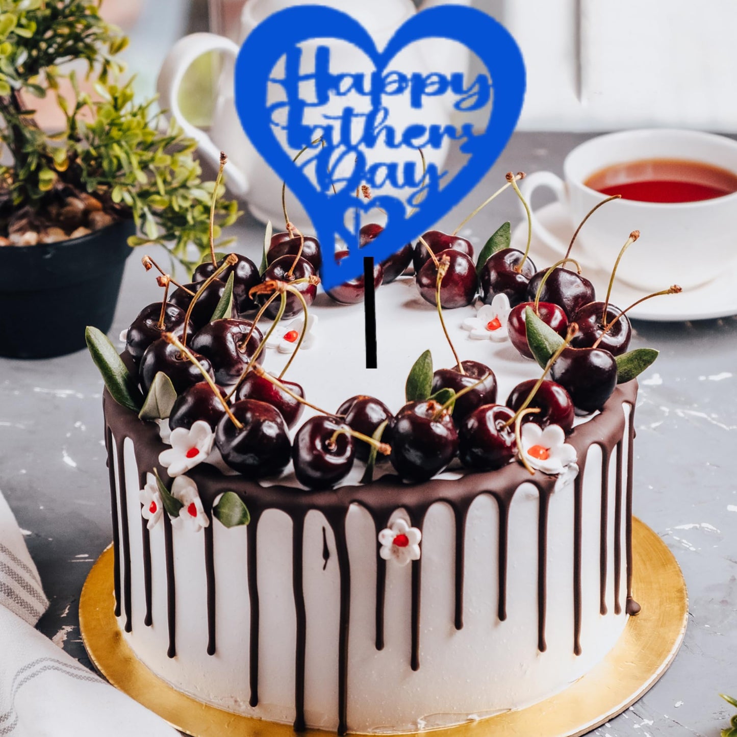 Happy Fathers Day Cake Topper Glitter Cardstock Toppers -