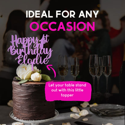 Acrylic Custom Cake Topper | Personalised Cake Toppers | Happy Birthday | Wedding Decoration Table Centre Piece Party Decoration | Strong 3mm Acrylic | Custom Cake Acrylic Topper by Display and Wonder