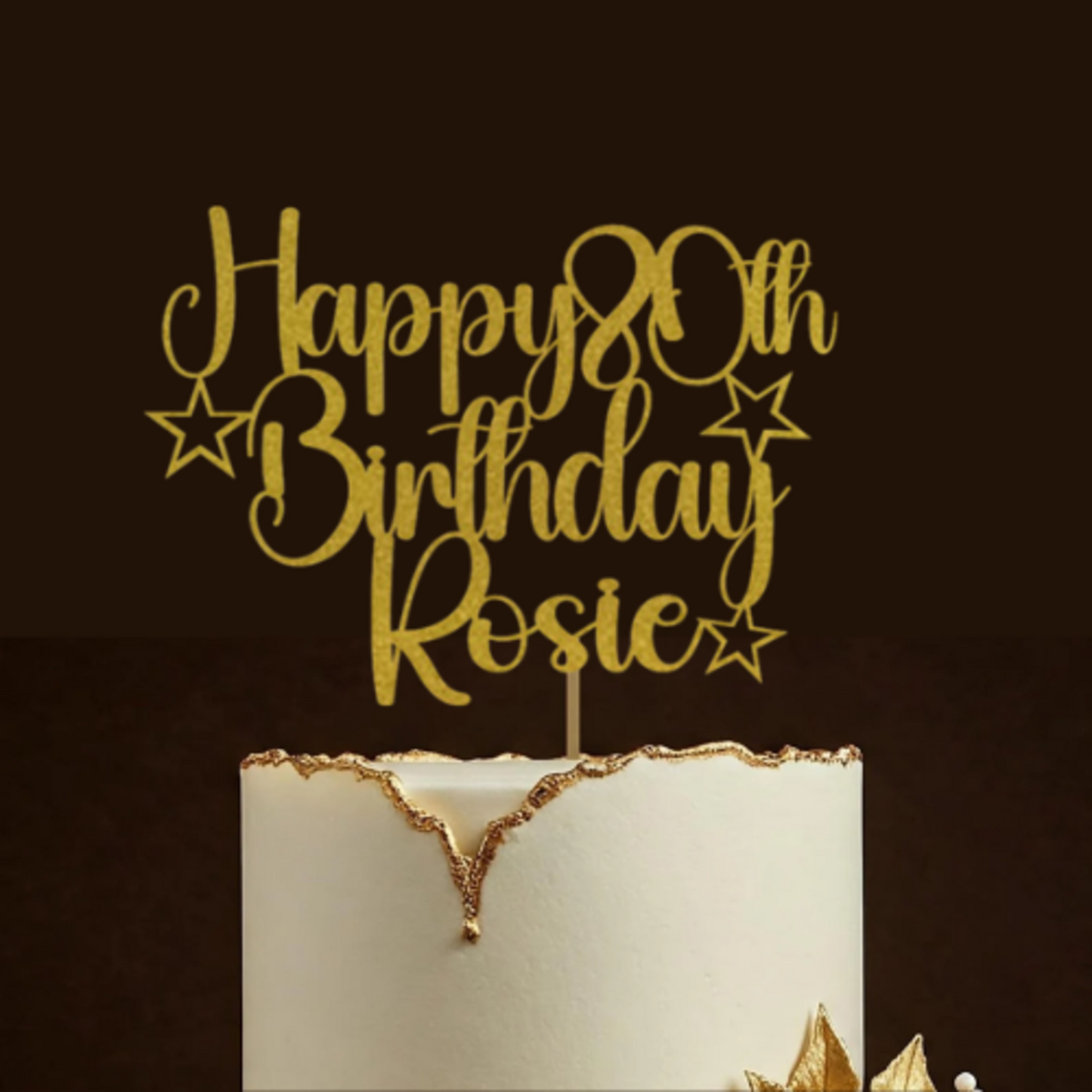 Personalised Happy 20th Birthday Glitter Card Cake Topper by DISPLAY AND WONDER – Custom Age & Name – Birthday Cardstock Toppers – Milestone Birthday Cake Decoration 18th 20th 30th 40th 50th 60th Cake topper
