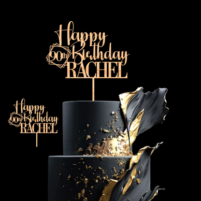 Happy 21st Birthday Cake Topper with Custom Name and Age – Personalized Birthday Cake Topper by DISPLAY & WONDER - Wooden Cake Topper - Custom Cake Decoration - 18th 20th 21st 30th 40th 50th 60th 70th 80th Cake Topper