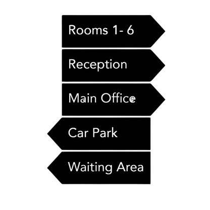 DISPLAY & WONDER Pointer Signs | Gloss Acrylic with 3D Lettering