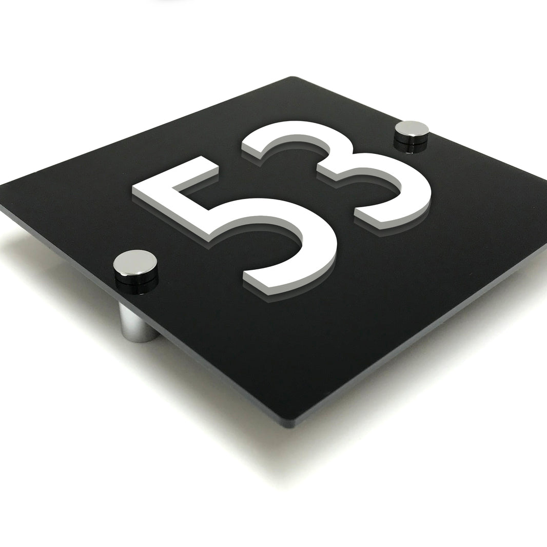 Contemporary Floating Acrylic House Sign – Custom Door Number Plaque by DISPLAY & WONDER Size: 12 x 5.6 inches (30.48cm x 14.22cm)