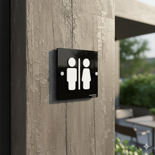 Wall & Door Toilet Signs | Black Acrylic with Raised 3D Numbers - DISPLAY & WONDER