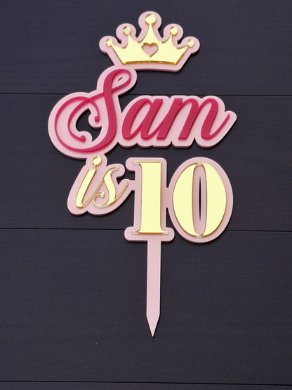 Personalised Double Layer Acrylic Cake Topper | Custom Name & Age | Birthday Party Decoration | DISPLAY & WONDER UK