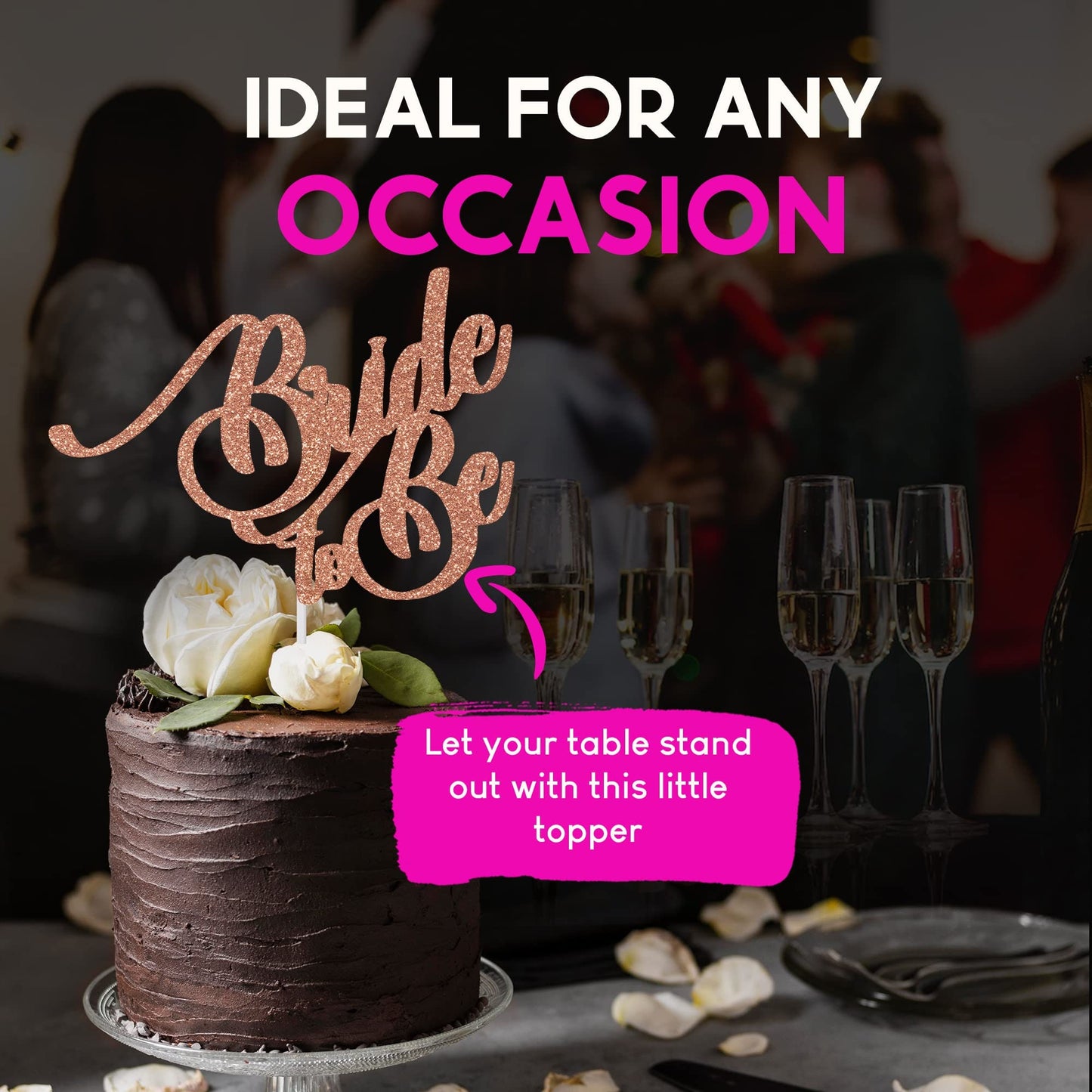 Bride To Be Cake Topper - Wedding Bridal Shower - Hen Party Bachelorette Parties Decoration - Cake Toppers by 3 LITTLE DESSERTS