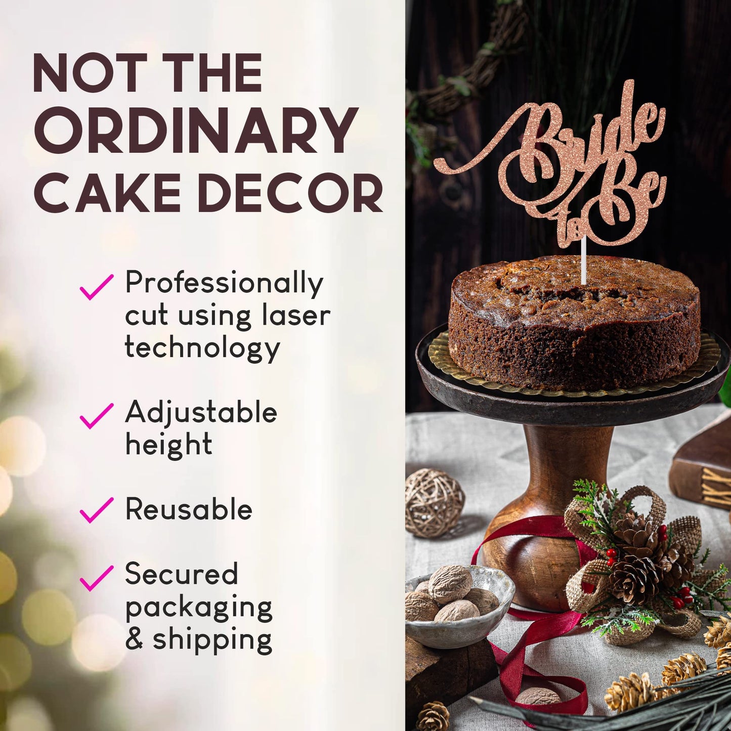 Bride To Be Cake Topper - Wedding Bridal Shower - Hen Party Bachelorette Parties Decoration - Cake Toppers by 3 LITTLE DESSERTS