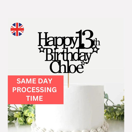 13 Cake Topper, Custom Cake Topper, Happy 18th Birthday Cake Topper, 18th Birthday Cake Topper, Personalised Cake Topper, Party Supplies, 18