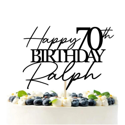 Happy 70th Birthday Cake Topper, 70 Cake Topper, Custom Cake Topper, 70th Birthday Cake Topper, Personalised Cake Topper, Party Supplies
