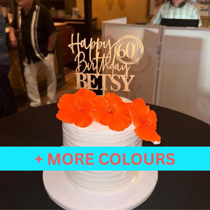 Custom Cake Decoration with Any Name Age Personalised Happy Birthday Cake Topper MultiColored Glitter Cake Topper 30th 60th Party Supplies