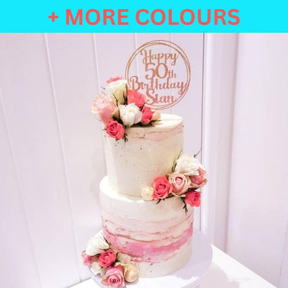 Personalised Custom Glitter Happy Birthday Party Decoration Cake Topper Any Age & Name Mum Dad Grandma Grandad 30th 40th 50th 60th 70th 80th