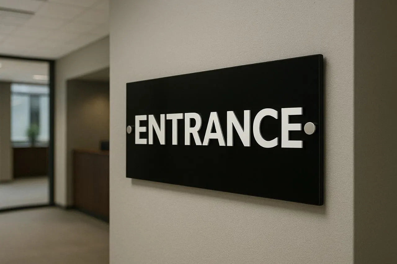 Black Acrylic Sign with 3D Lettering – Way Finder &amp; Building Wall Sign