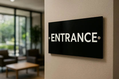 Black Acrylic Sign with 3D Lettering – Way Finder &amp; Building Wall Sign