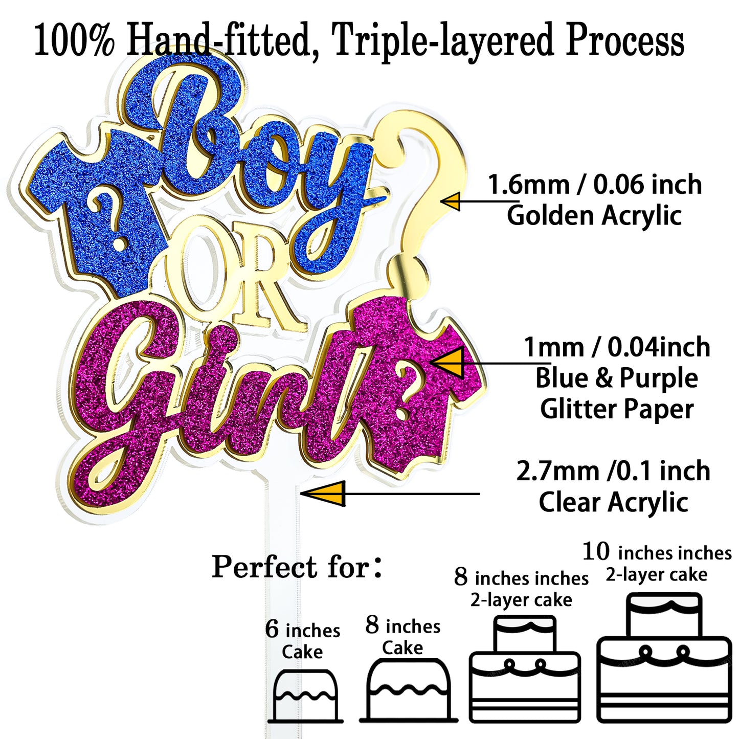 Boy or Girl Gender Reveal Cake Topper Set