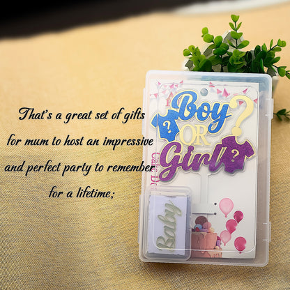 Boy or Girl Gender Reveal Cake Topper Set