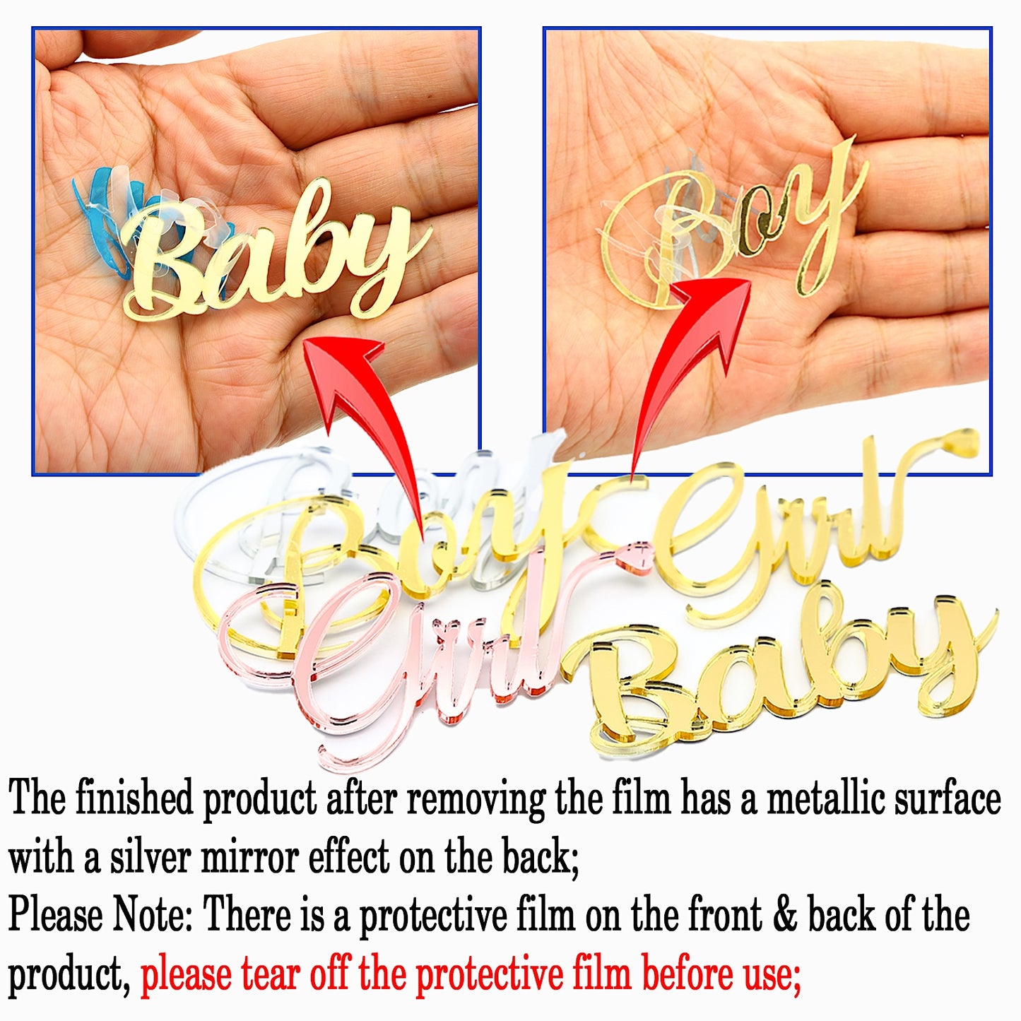 Boy or Girl Gender Reveal Cake Topper Set